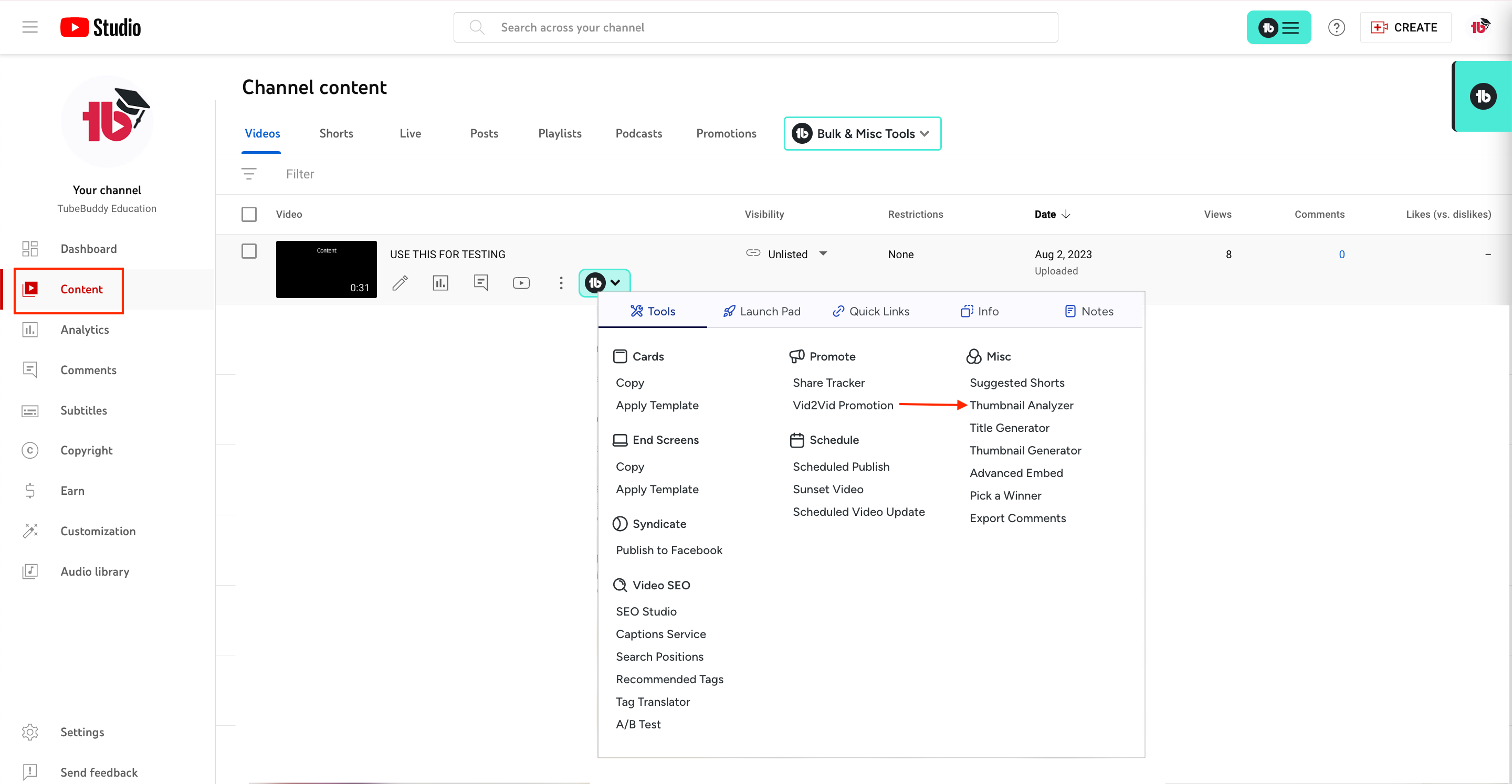yt studio content submenu thumbnail analyzer.png